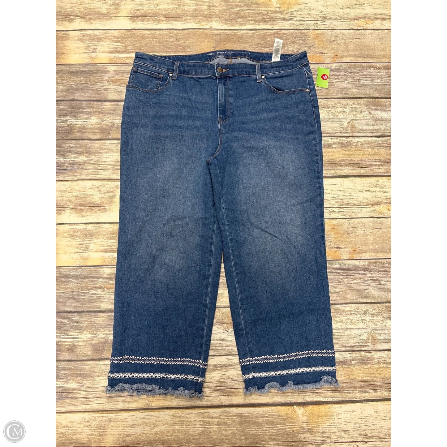 Jeans Cropped By Chicos In Blue Denim, Size: Xl