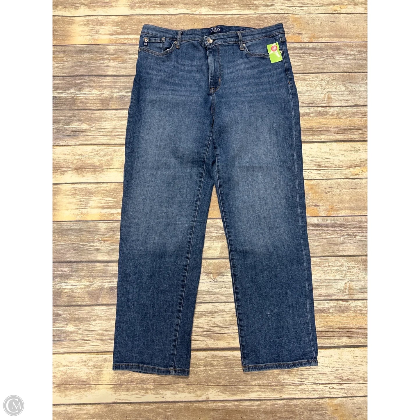 Jeans Straight By Chaps In Blue Denim, Size: 14