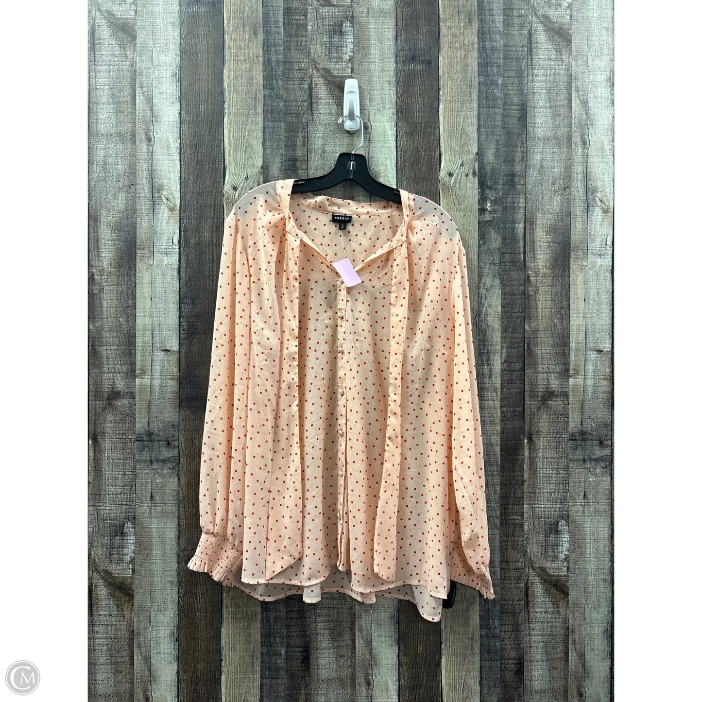 Top Long Sleeve By Torrid In Polkadot Pattern, Size: 3x