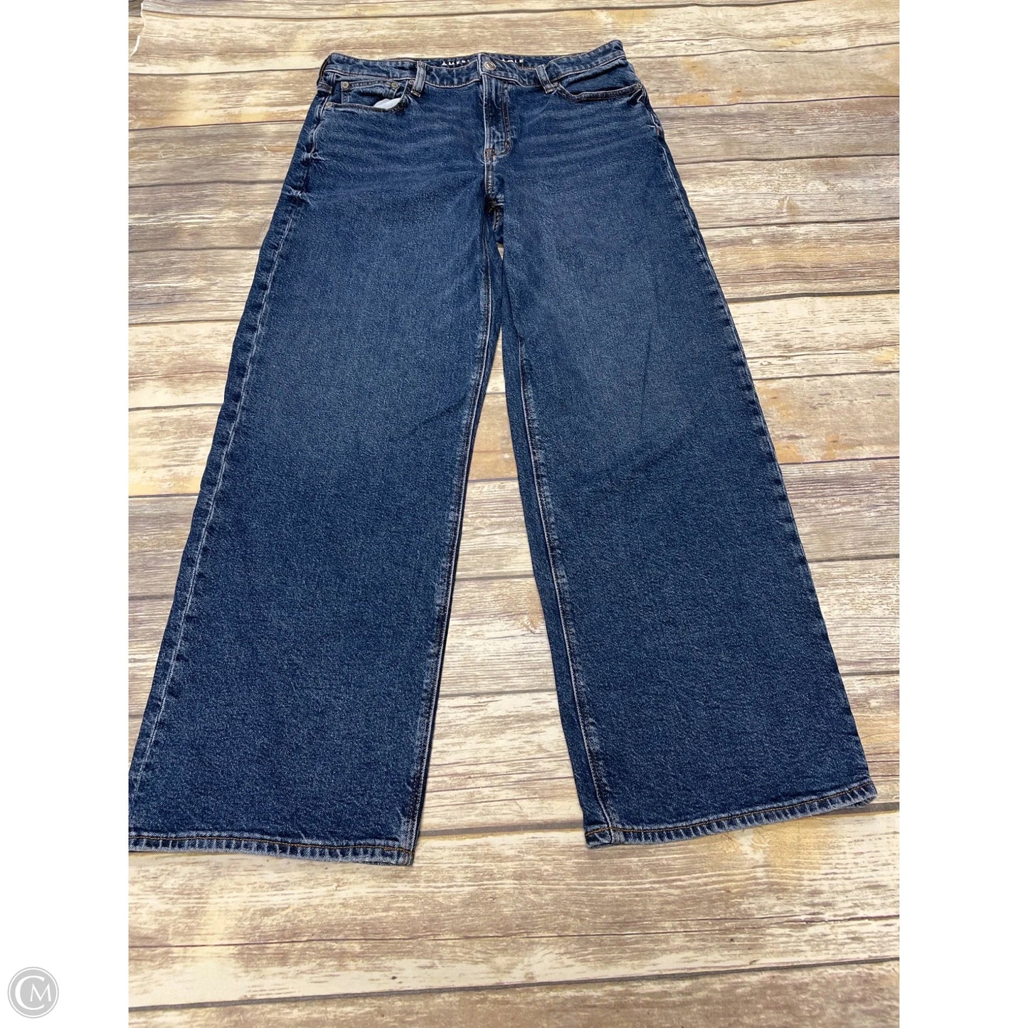 Jeans Wide Leg By American Eagle In Blue Denim, Size: 10
