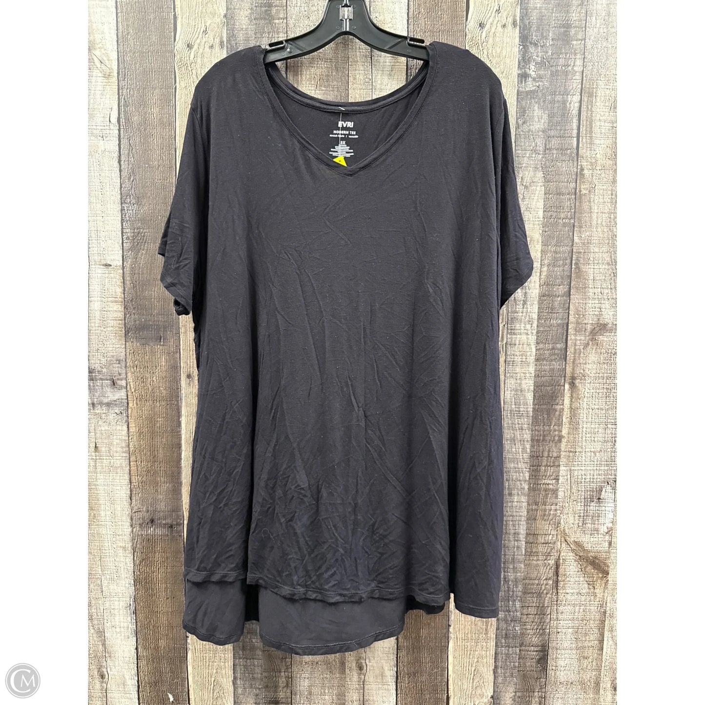 Top Short Sleeve By Evri In Black, Size: 3x