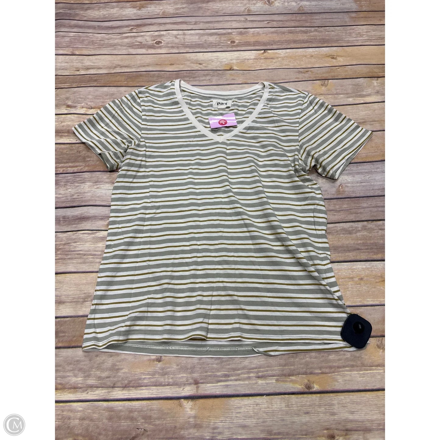 Top Short Sleeve By Pact In Striped Pattern, Size: S