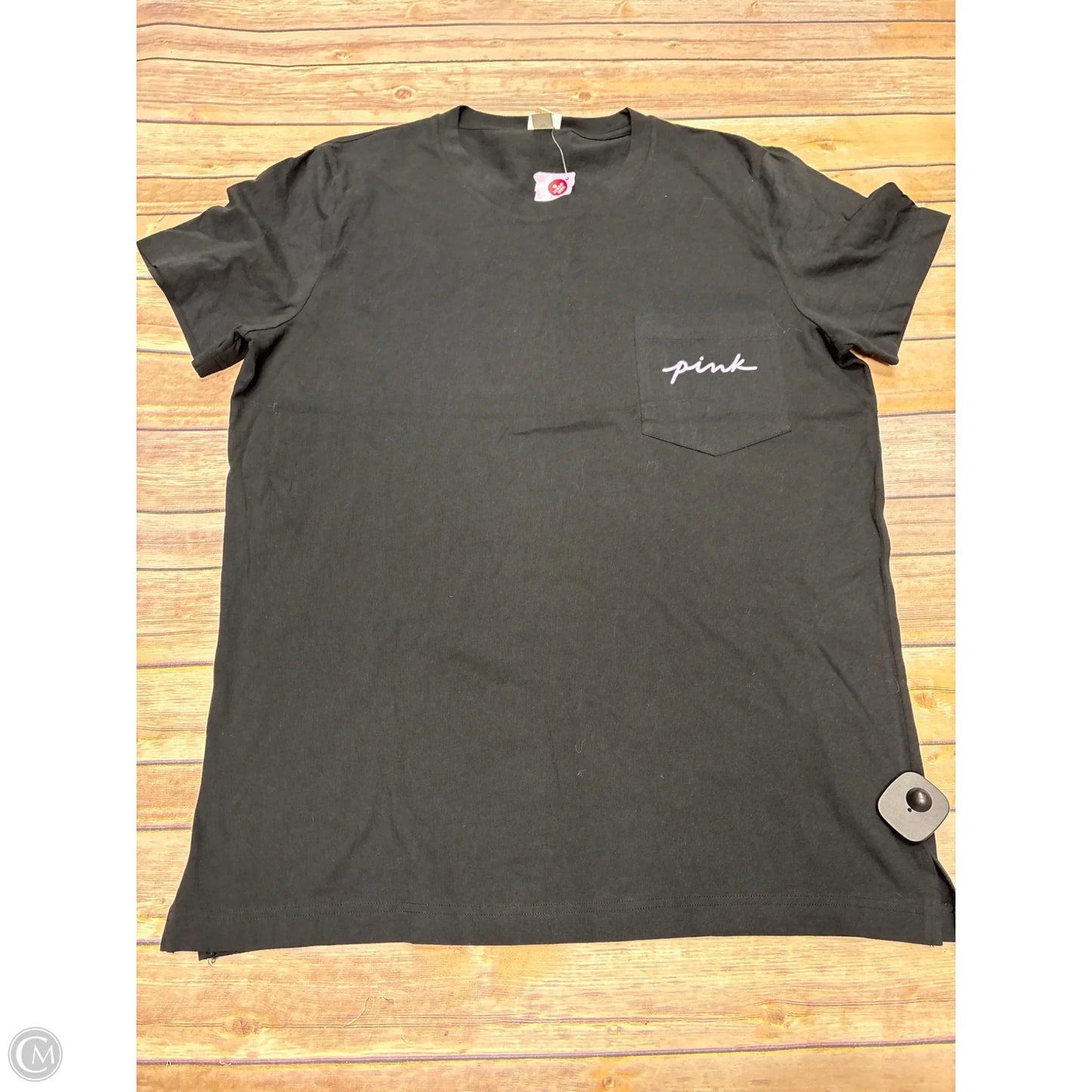 Top Short Sleeve By Pink In Black, Size: L
