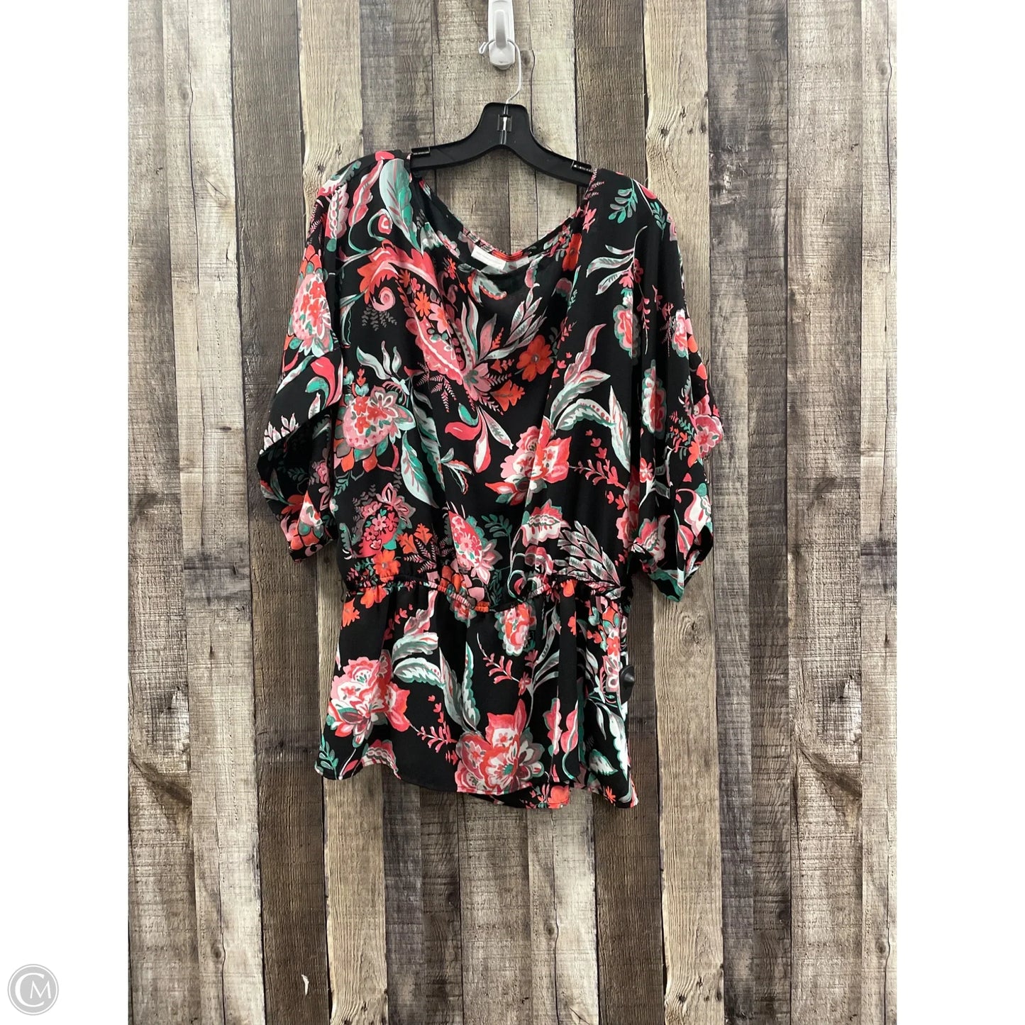 Top Short Sleeve By New York And Co In Floral Print, Size: Xl