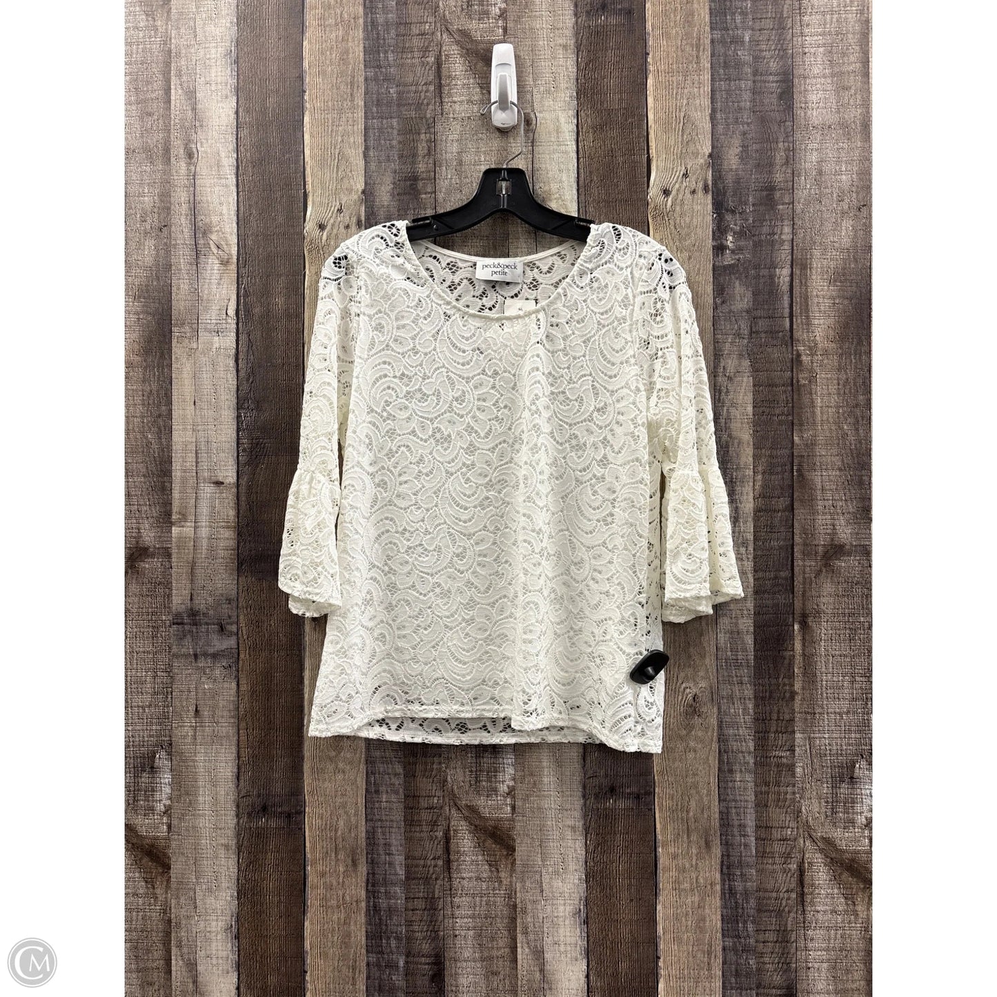 Top 3/4 Sleeve By Peck And Peck In White, Size: M
