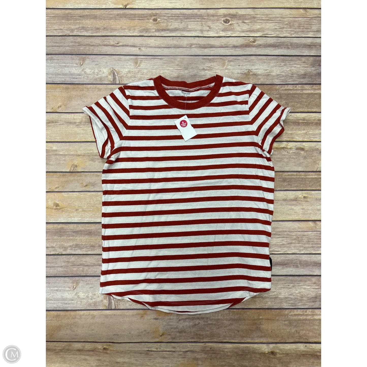 Top Short Sleeve By Madewell In Striped Pattern, Size: S