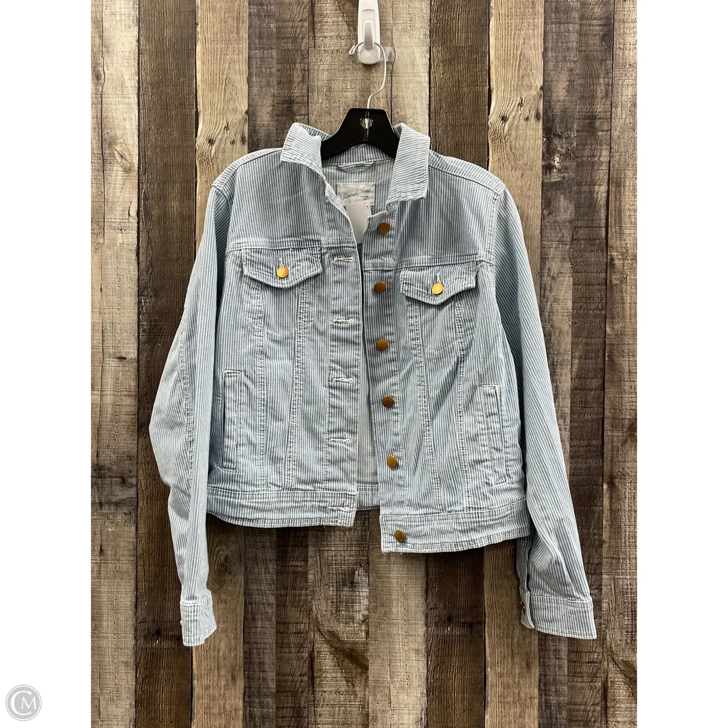 Jacket Denim By Universal Thread In Striped Pattern, Size: Xs