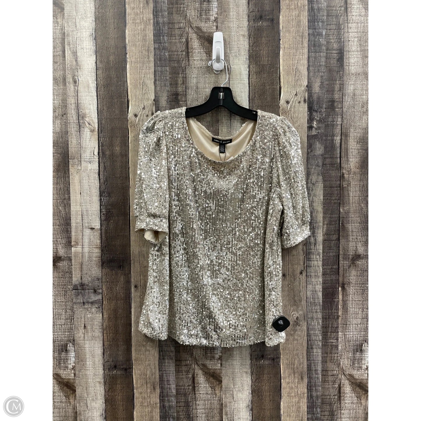 Top Short Sleeve By Cable And Gauge In Silver, Size: L