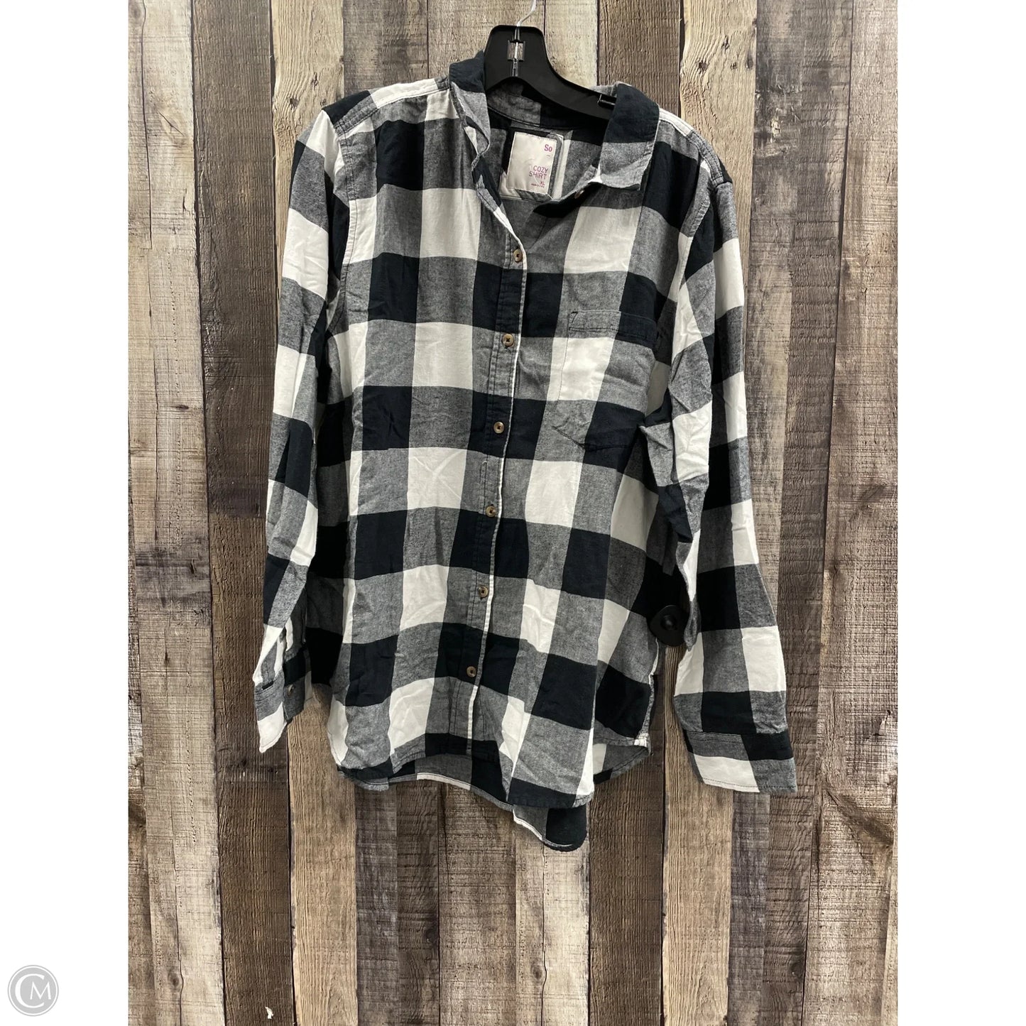 Top Long Sleeve By So In Checkered Pattern, Size: Xl