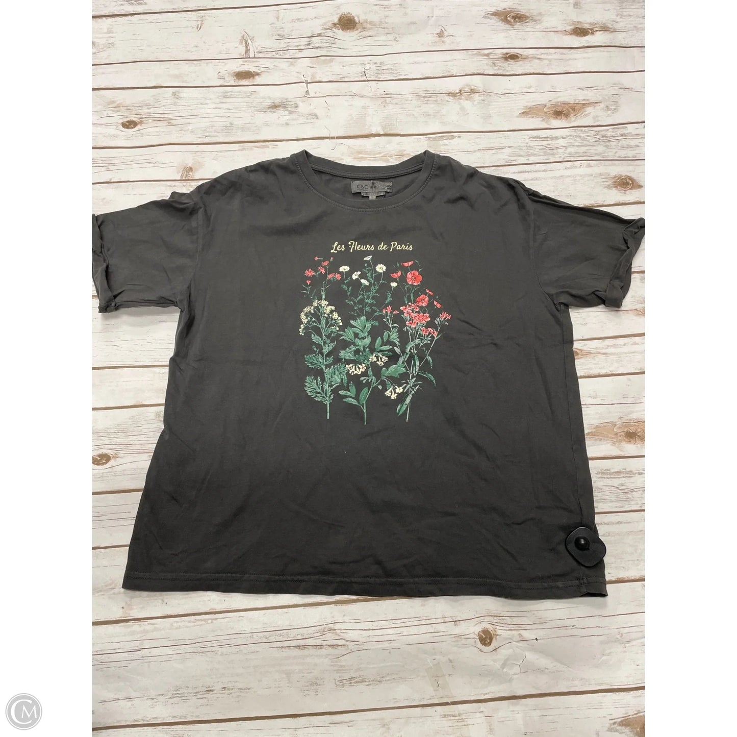 Top Short Sleeve By C And C In Grey, Size: L