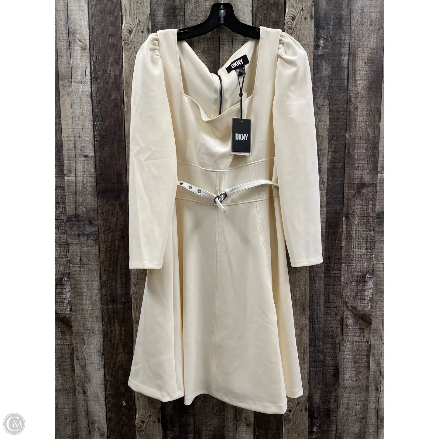 Dress Casual Midi By Dkny In Ivory, Size: L
