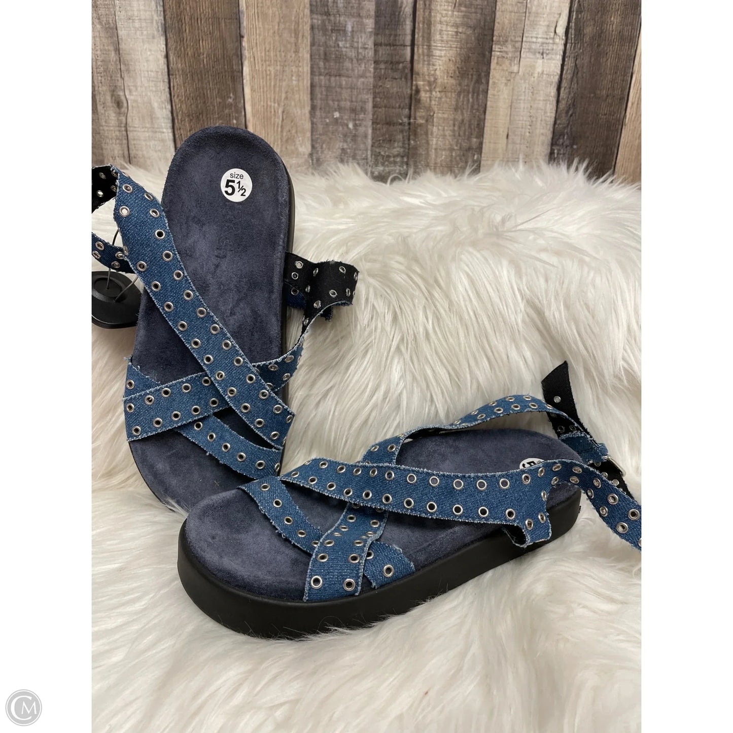 Sandals Flats By Cme In Blue, Size: 5.5