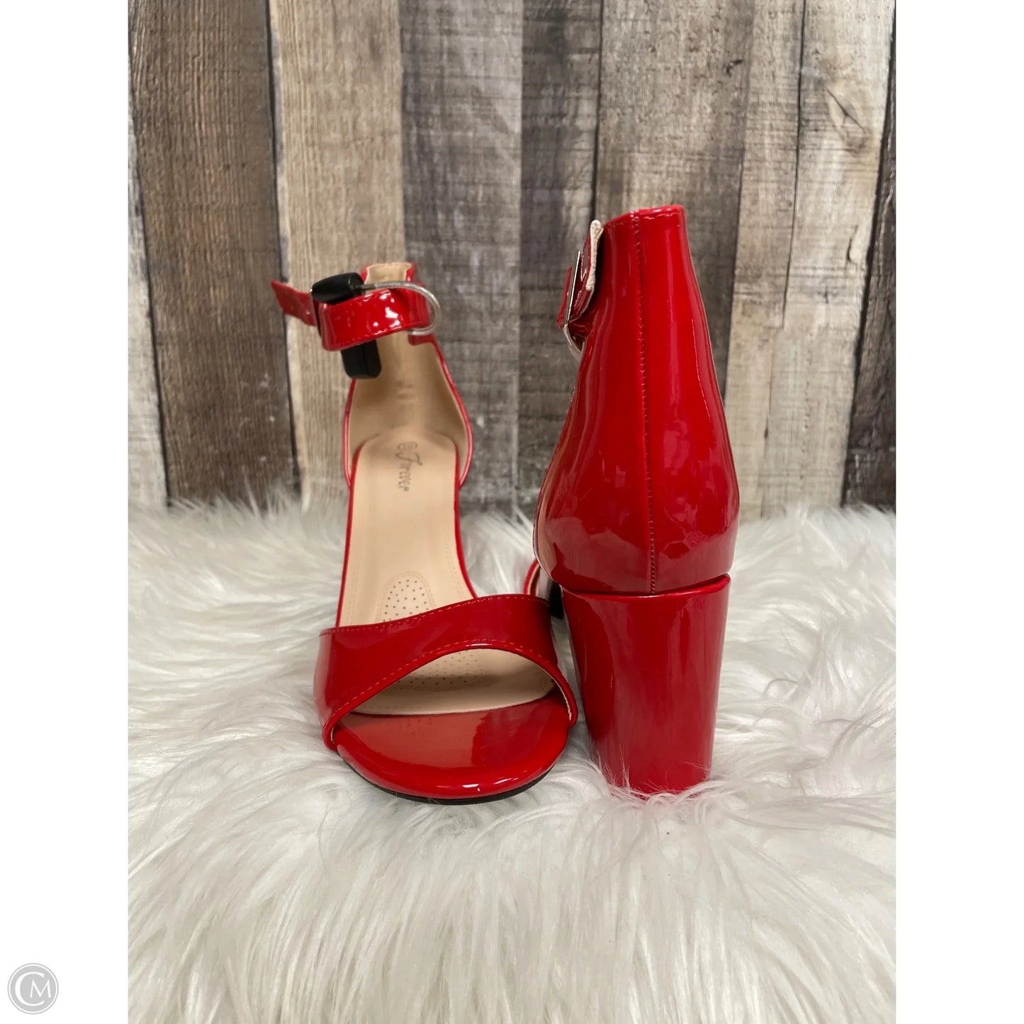 Sandals Heels Block By Forever In Red, Size: 10
