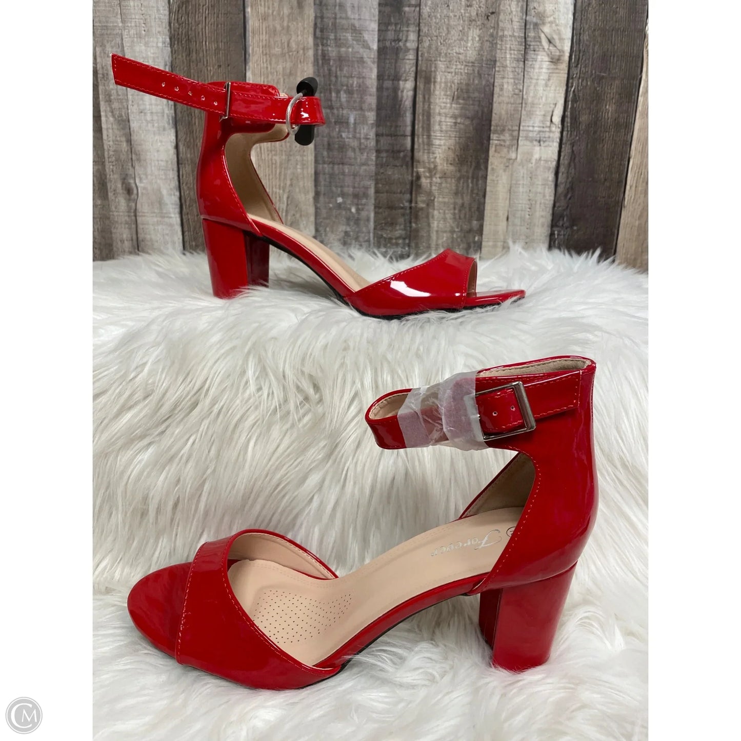 Sandals Heels Block By Forever In Red, Size: 10