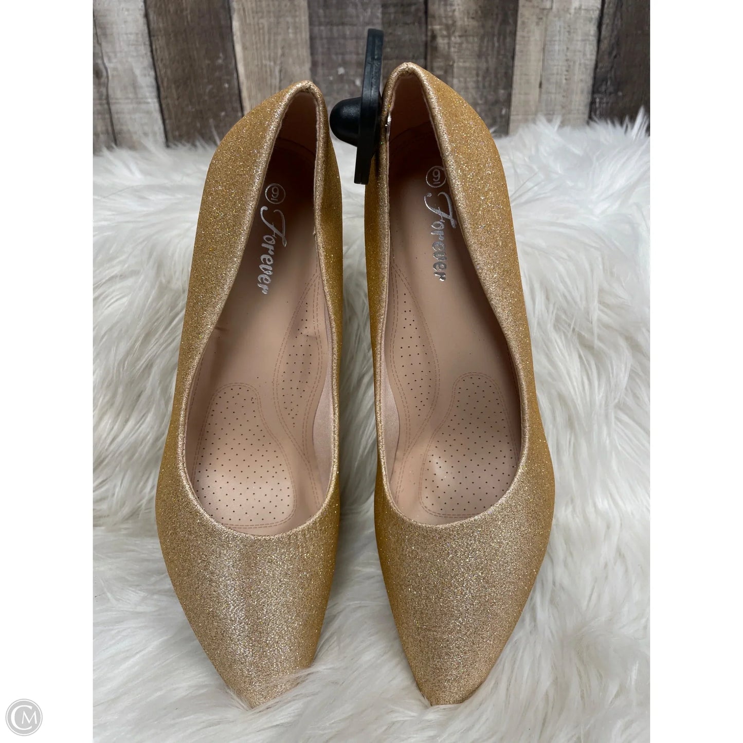 Shoes Heels Block By Forever In Gold, Size: 9