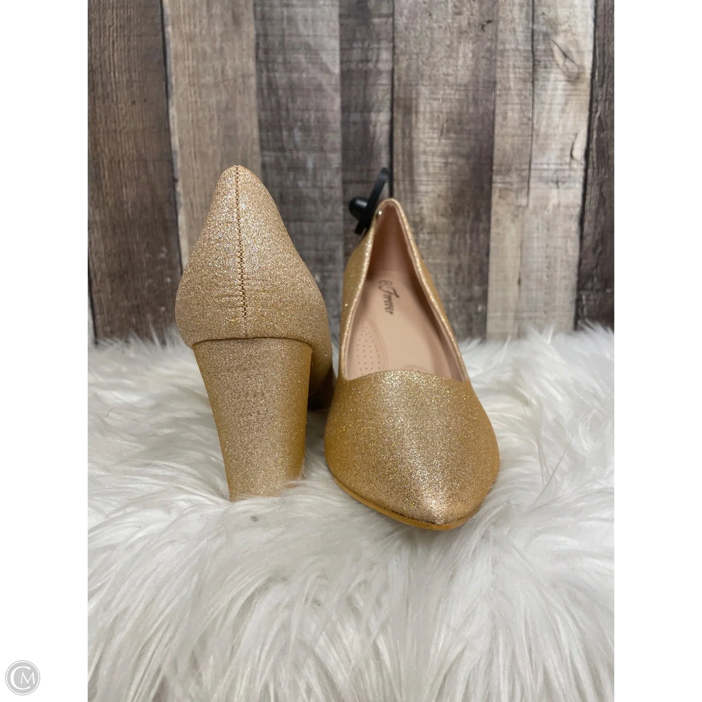 Shoes Heels Block By Forever In Gold, Size: 9