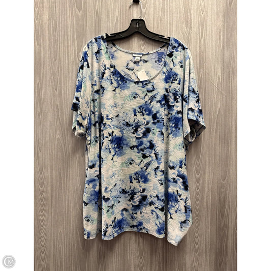 Top Short Sleeve By Croft And Barrow In Blue & White, Size: 3x