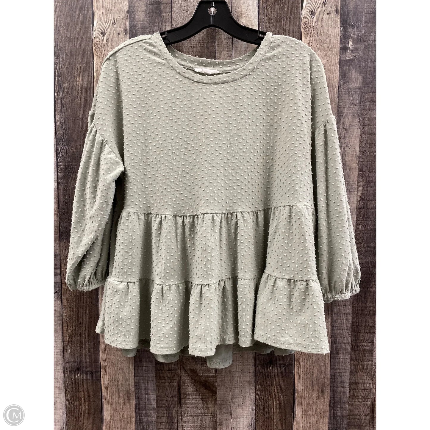 Top Long Sleeve By Blu Pepper In Green, Size: M