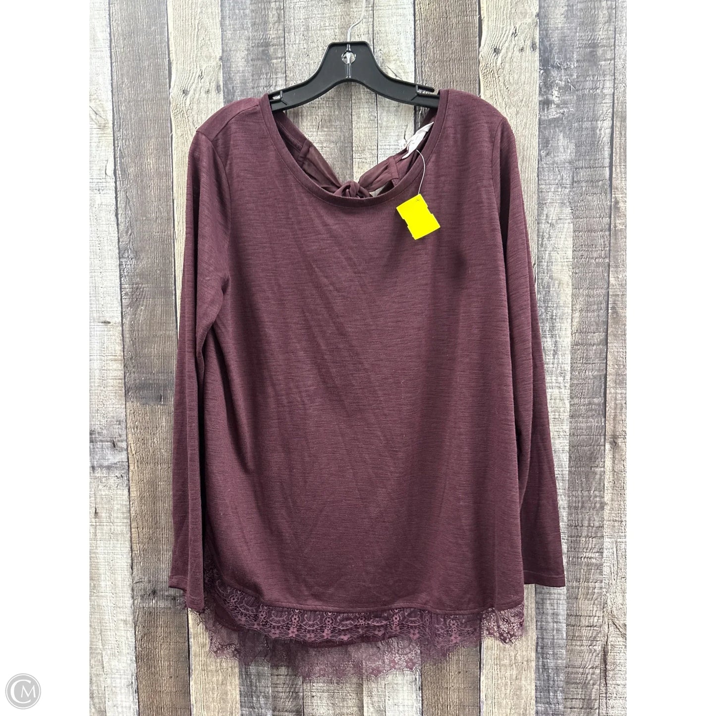 Top Long Sleeve By Lc Lauren Conrad In Maroon, Size: L