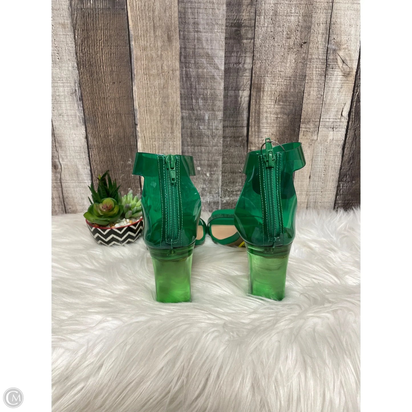 Sandals Heels Block By Inc In Green, Size: 10