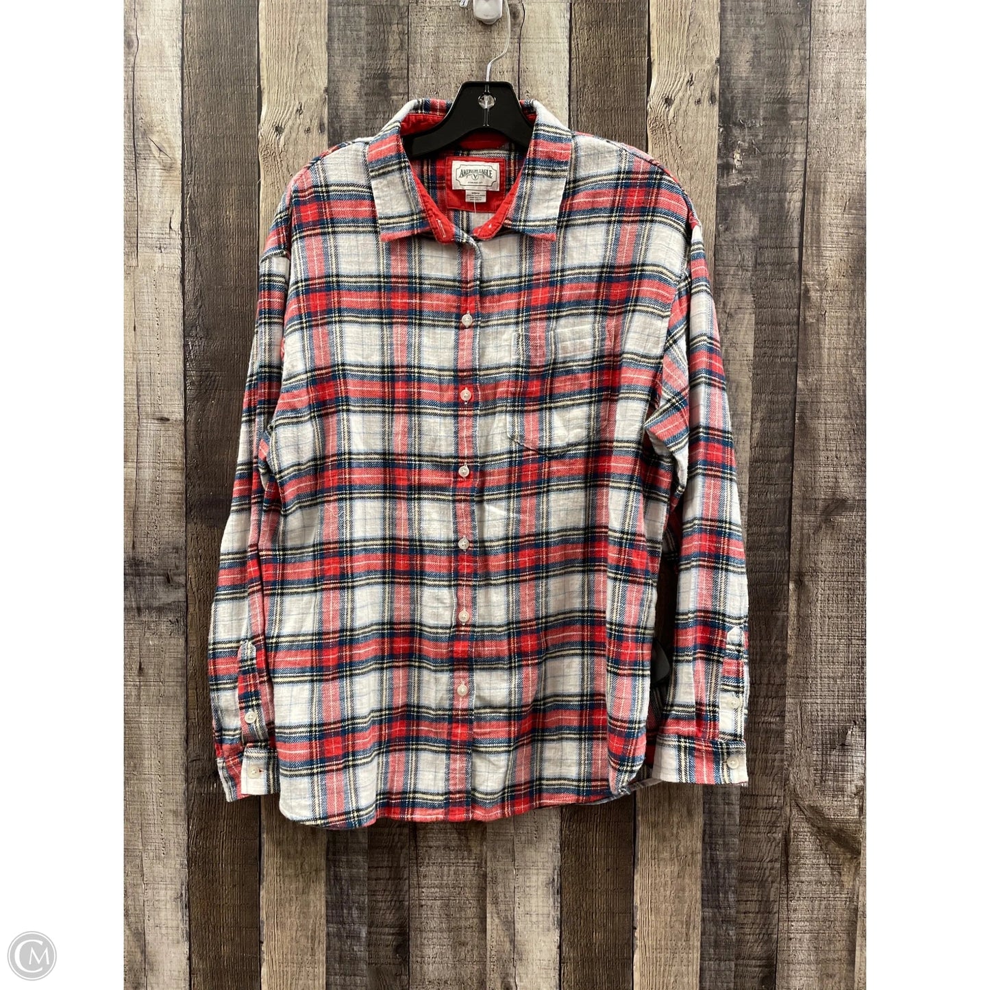 Top Long Sleeve By American Eagle In Plaid Pattern, Size: M