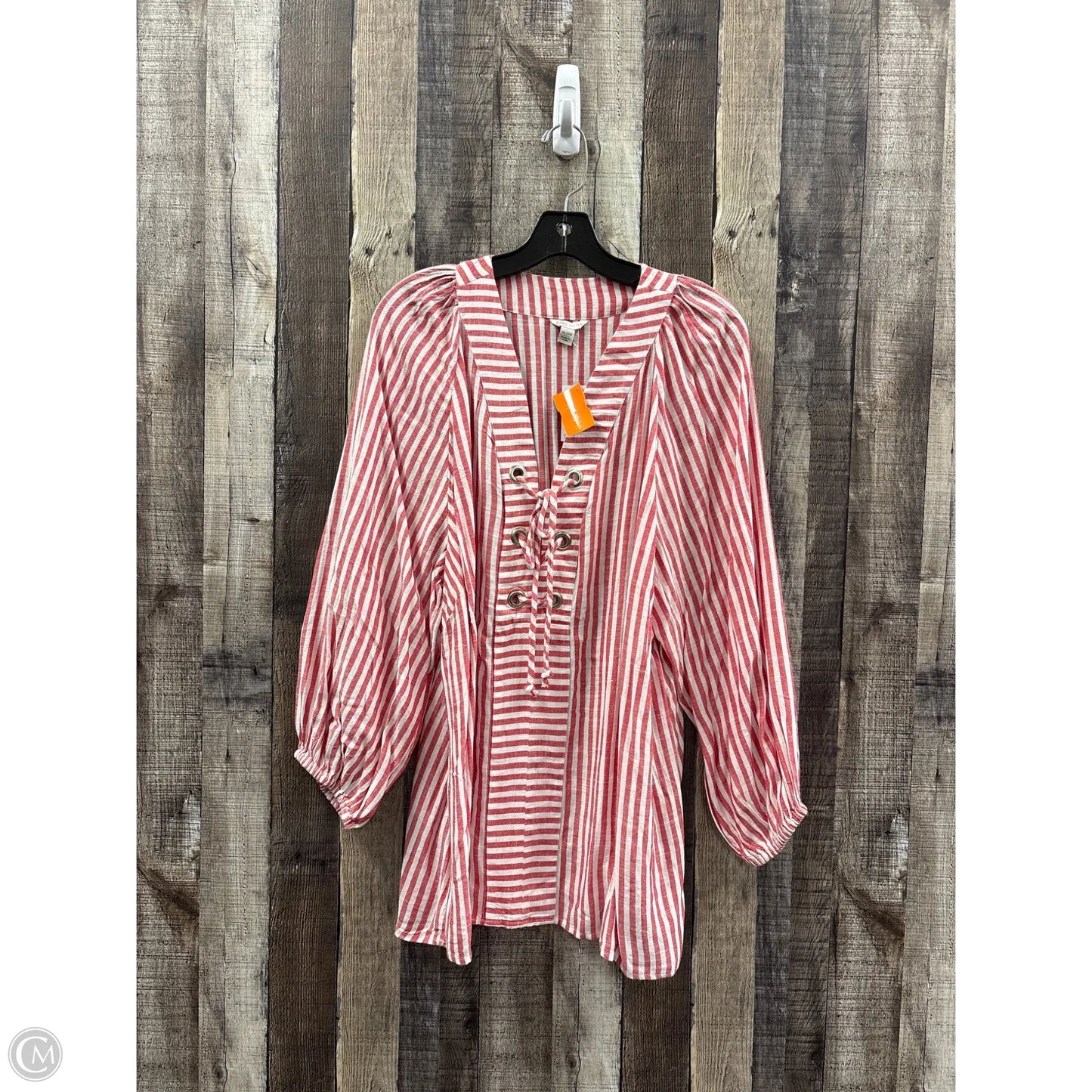 Top 3/4 Sleeve By Cato In Striped Pattern, Size: 1x