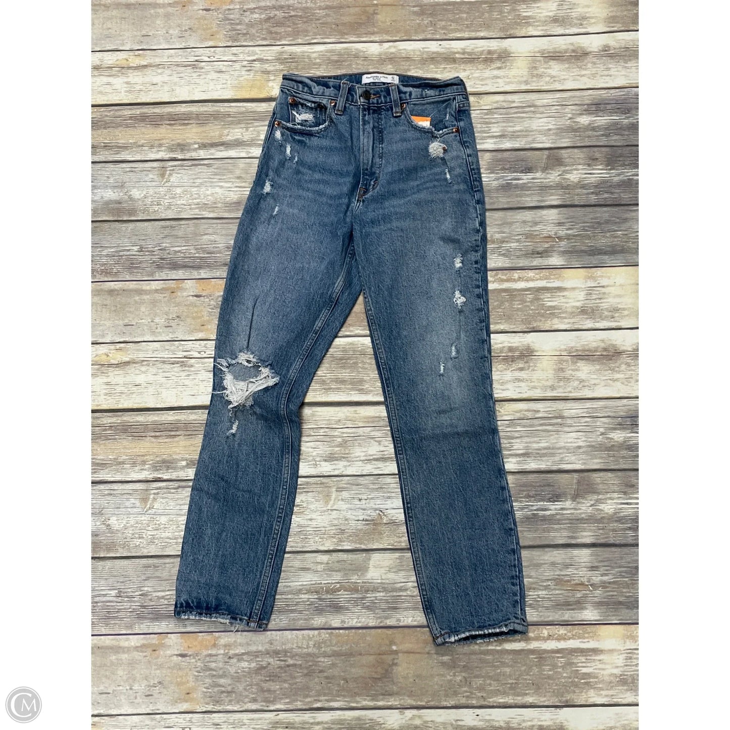 Jeans Straight By Abercrombie And Fitch In Blue Denim, Size: 4