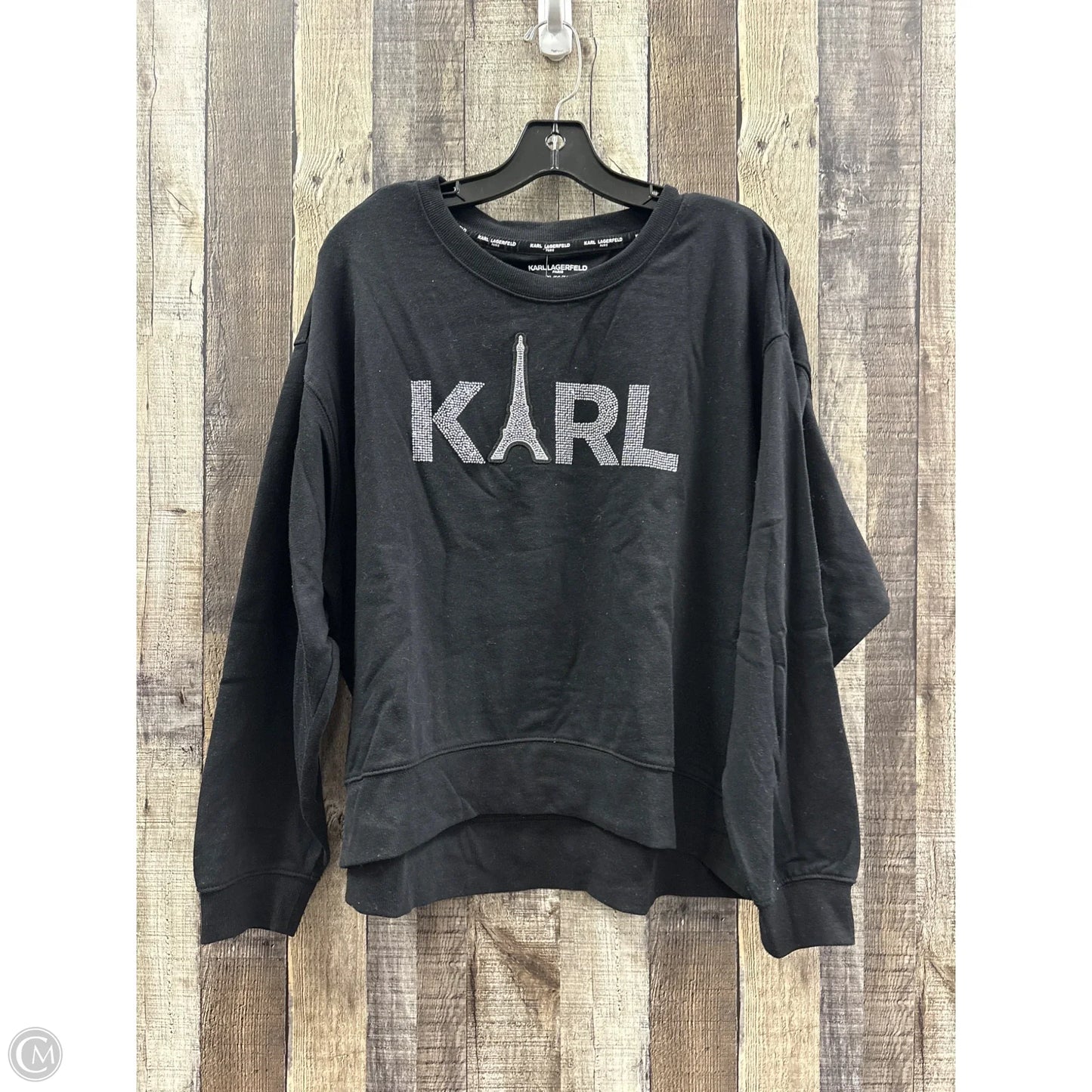 Top 3/4 Sleeve Designer By Karl Lagerfeld In Black, Size: Xl