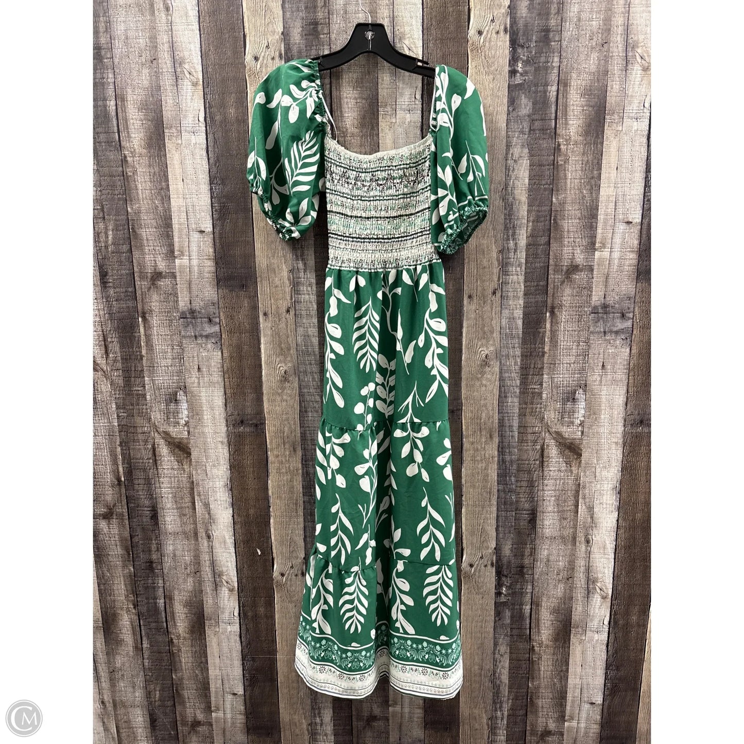 Dress Casual Midi By Cme In Green & White, Size: M