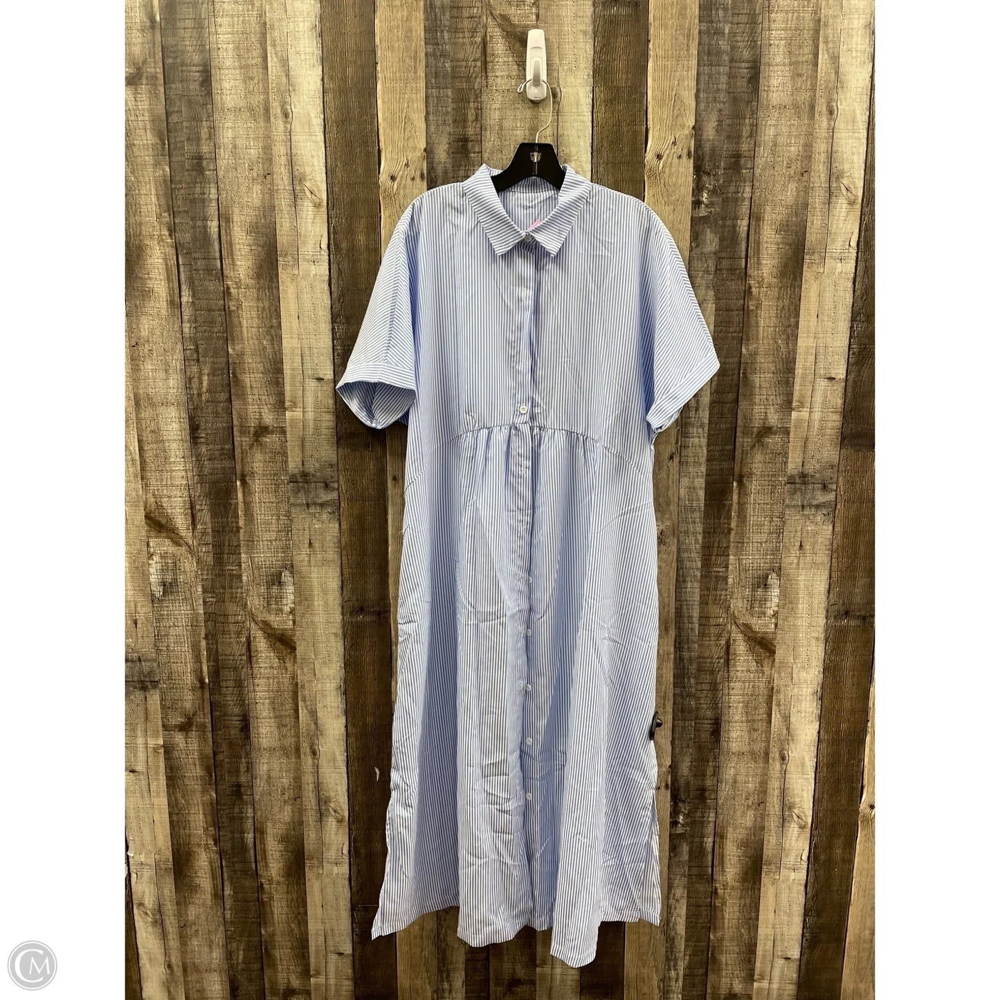 Dress Casual Maxi By Cmf In Blue & White, Size: Xxl