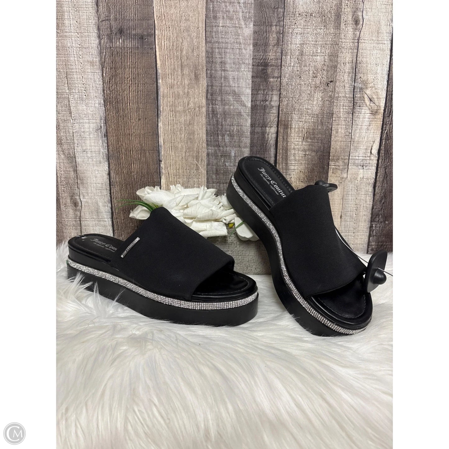 Sandals Heels Wedge By Juicy Couture In Black, Size: 10
