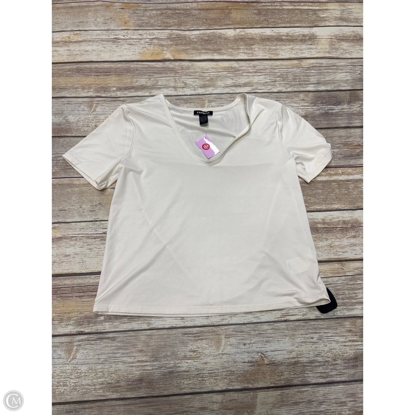 Top Short Sleeve By Express In Cream, Size: Xs