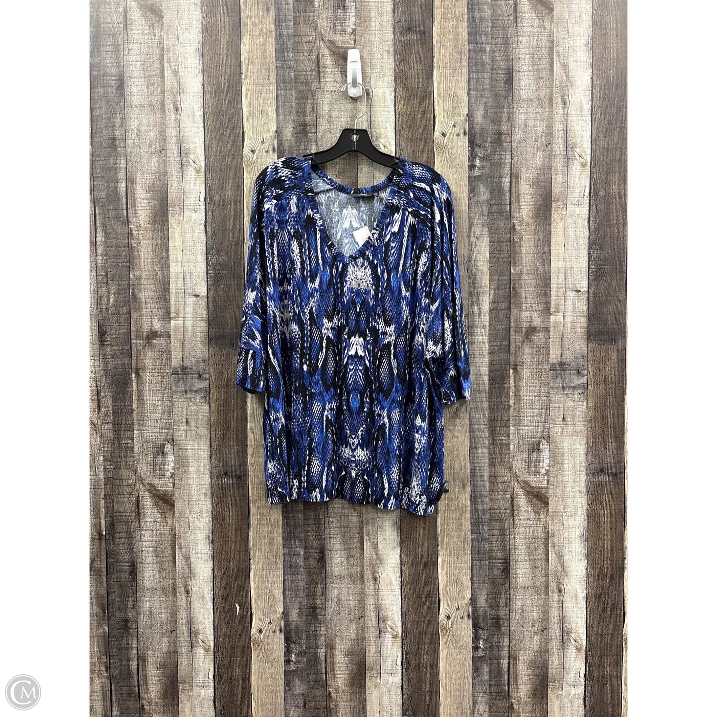 Top 3/4 Sleeve By Apt 9 In Black & Blue, Size: 1x