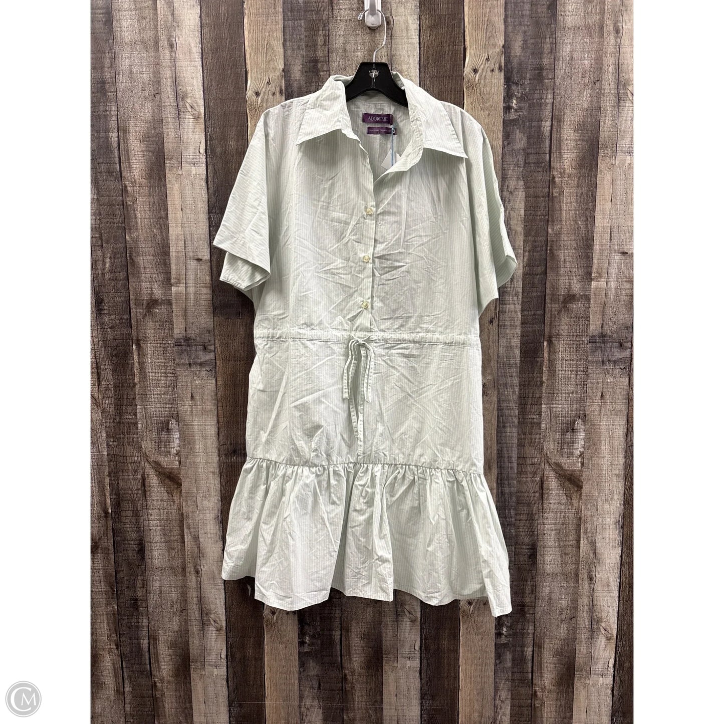 Dress Casual Midi By Cme In Green & White, Size: M