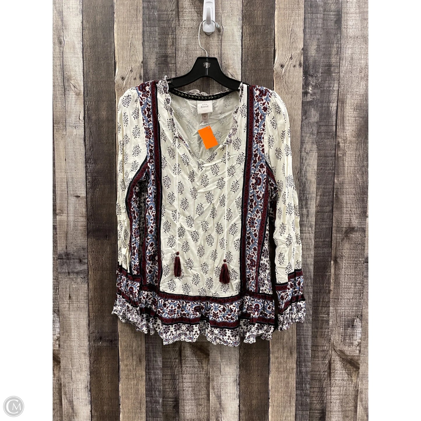 Top Long Sleeve By Knox Rose In Floral Print, Size: M