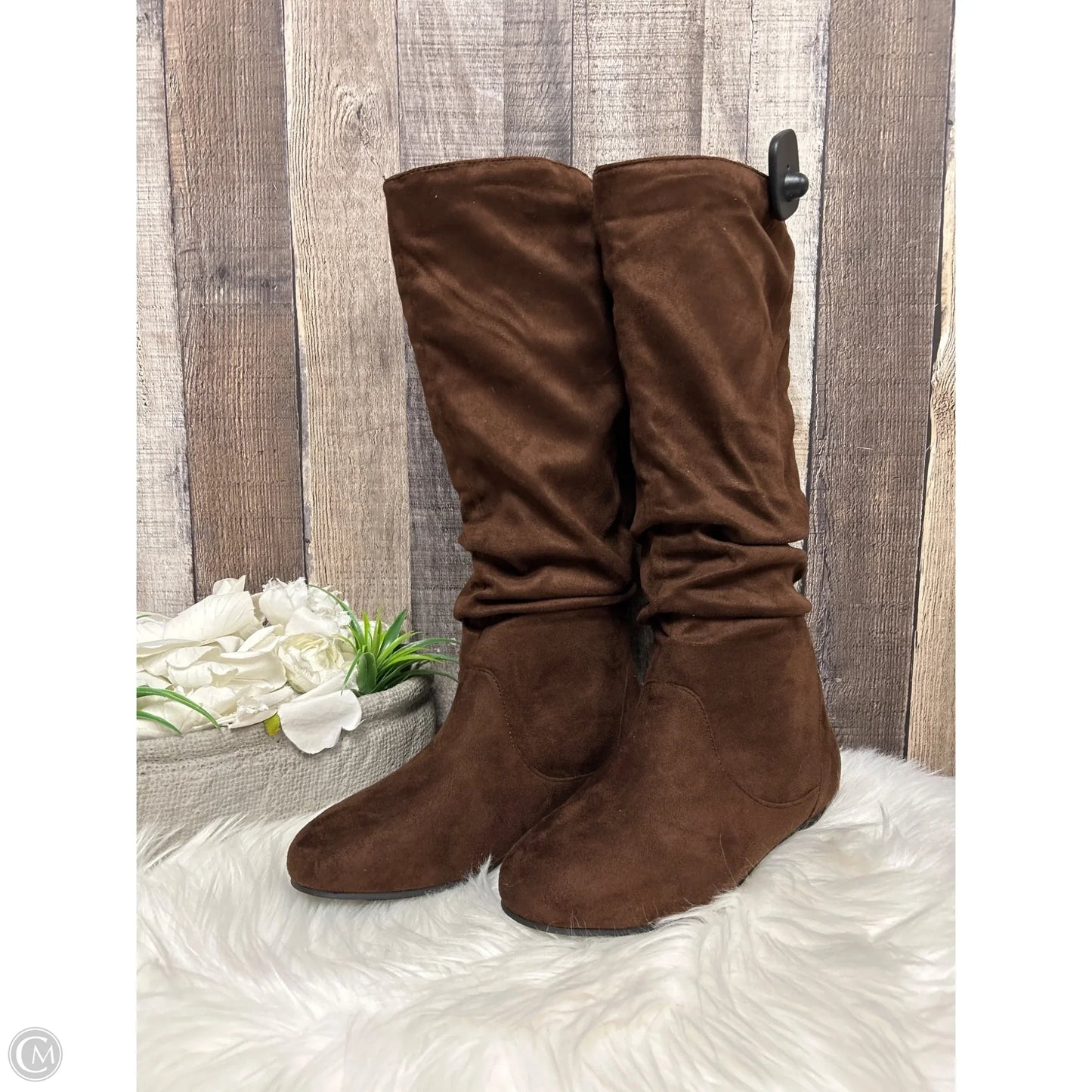 Boots Mid-calf Flats By Journee In Brown, Size: 8.5