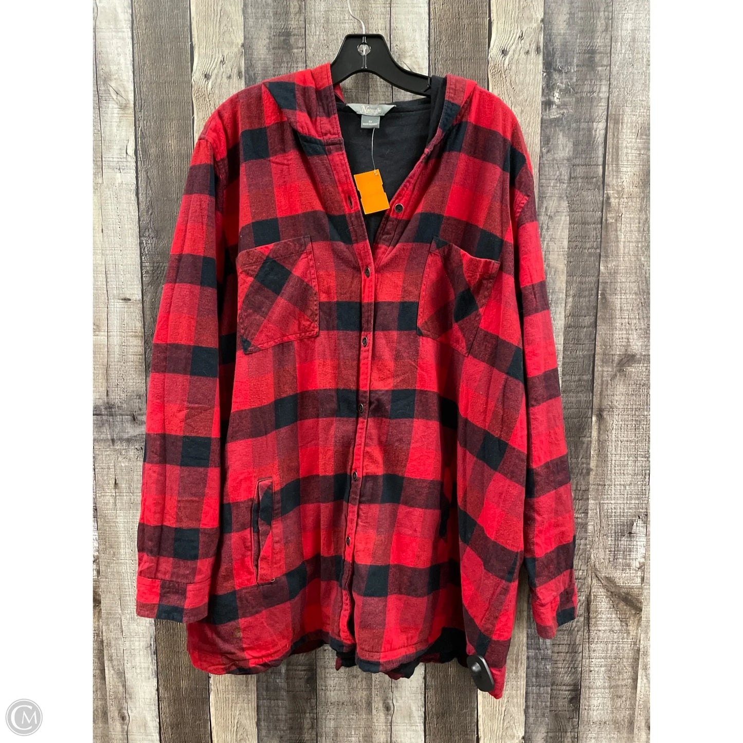Jacket Shirt By Natural Reflections In Black & Red, Size: 3x
