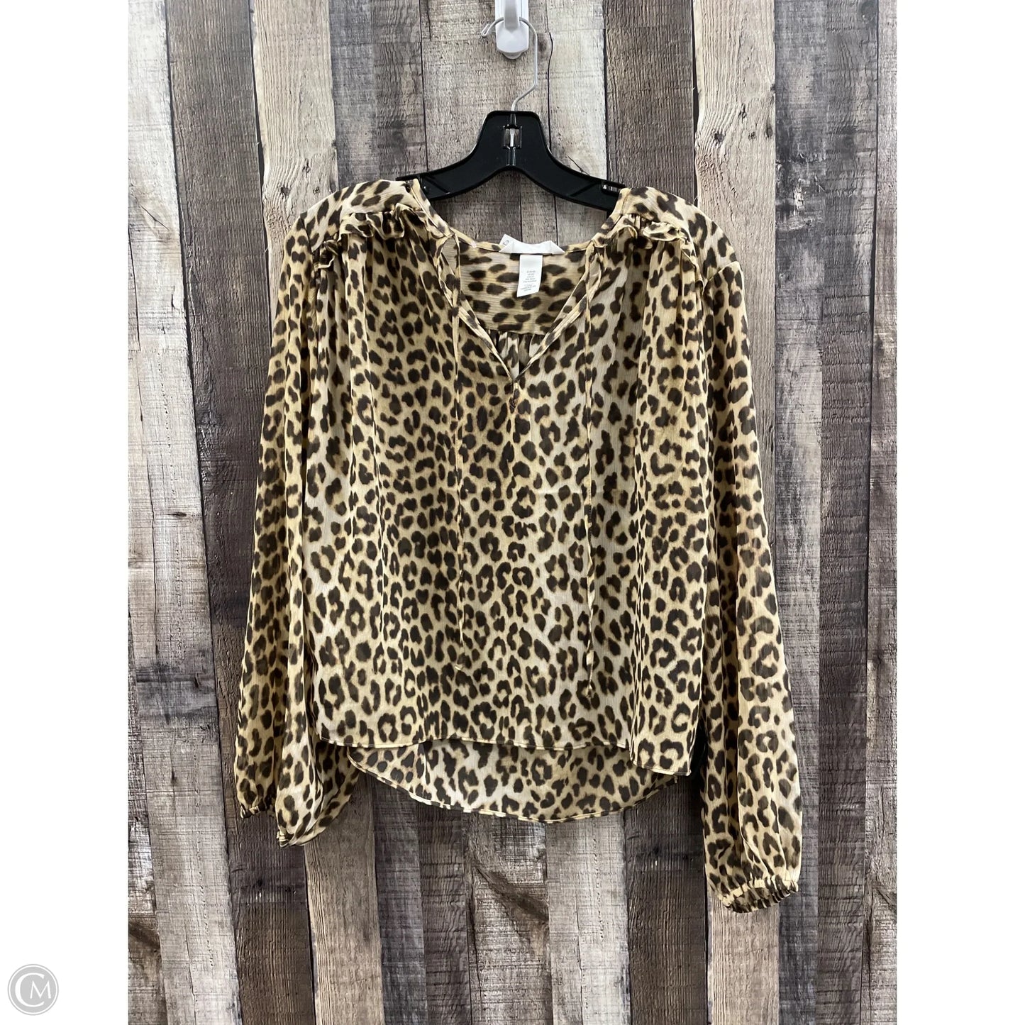 Top Long Sleeve By H&m In Animal Print, Size: Xs