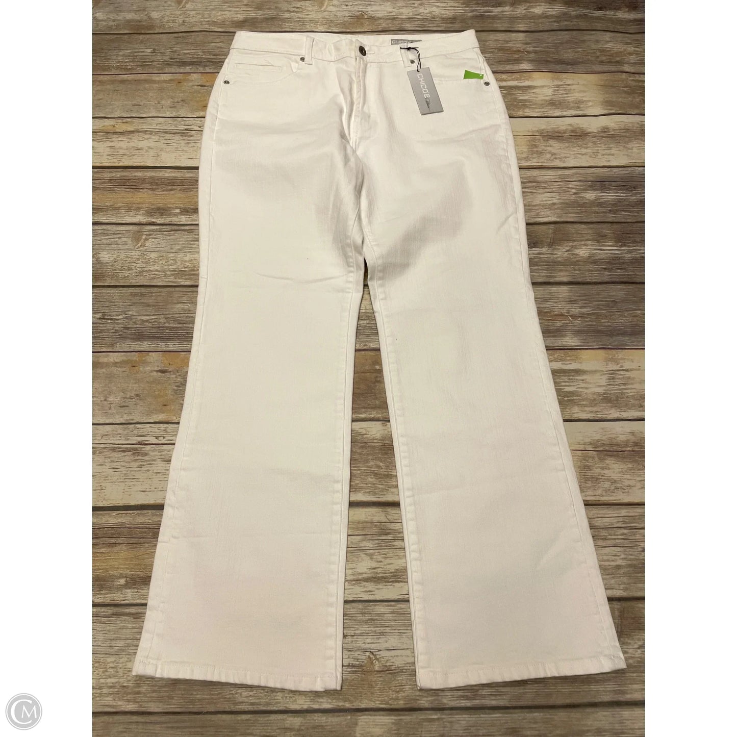 Jeans Straight By Chicos In White Denim, Size: 14