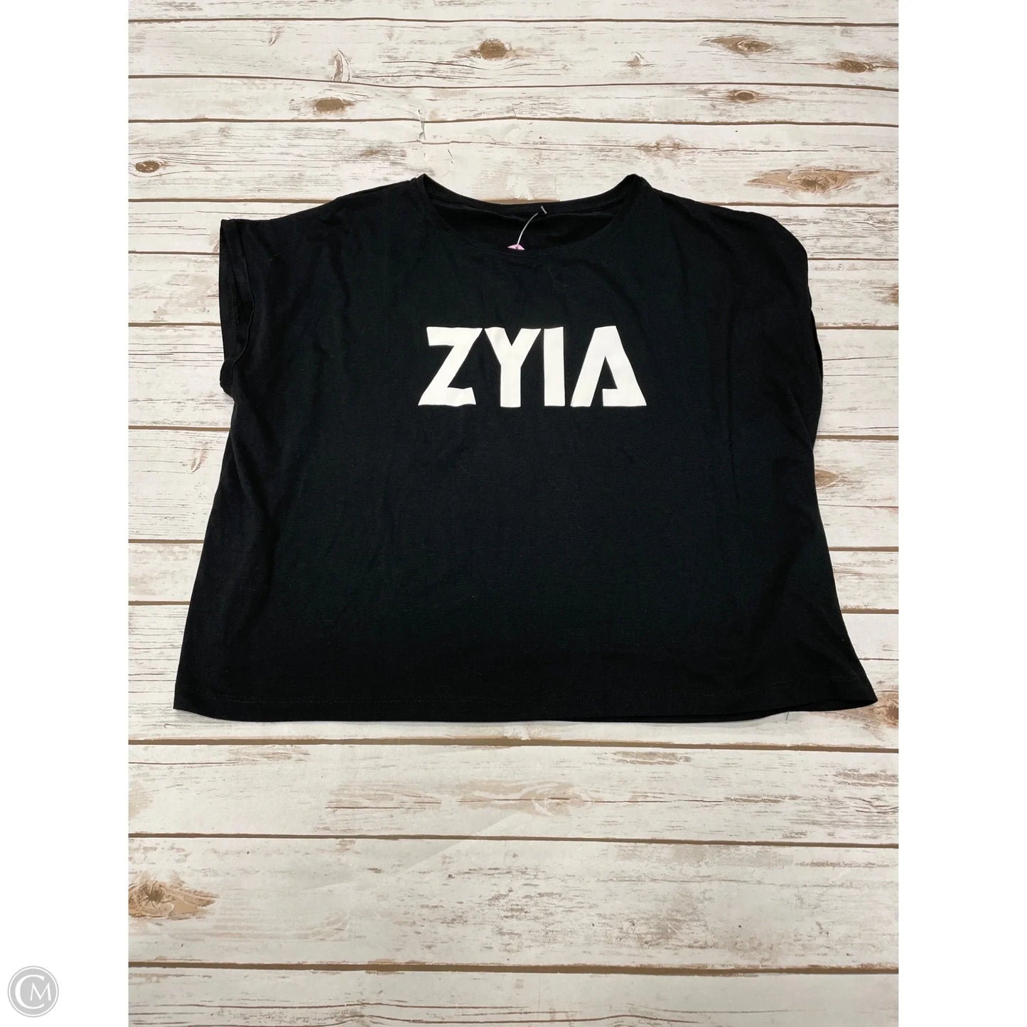 Athletic Top Short Sleeve By Zyia In Black & White, Size: L