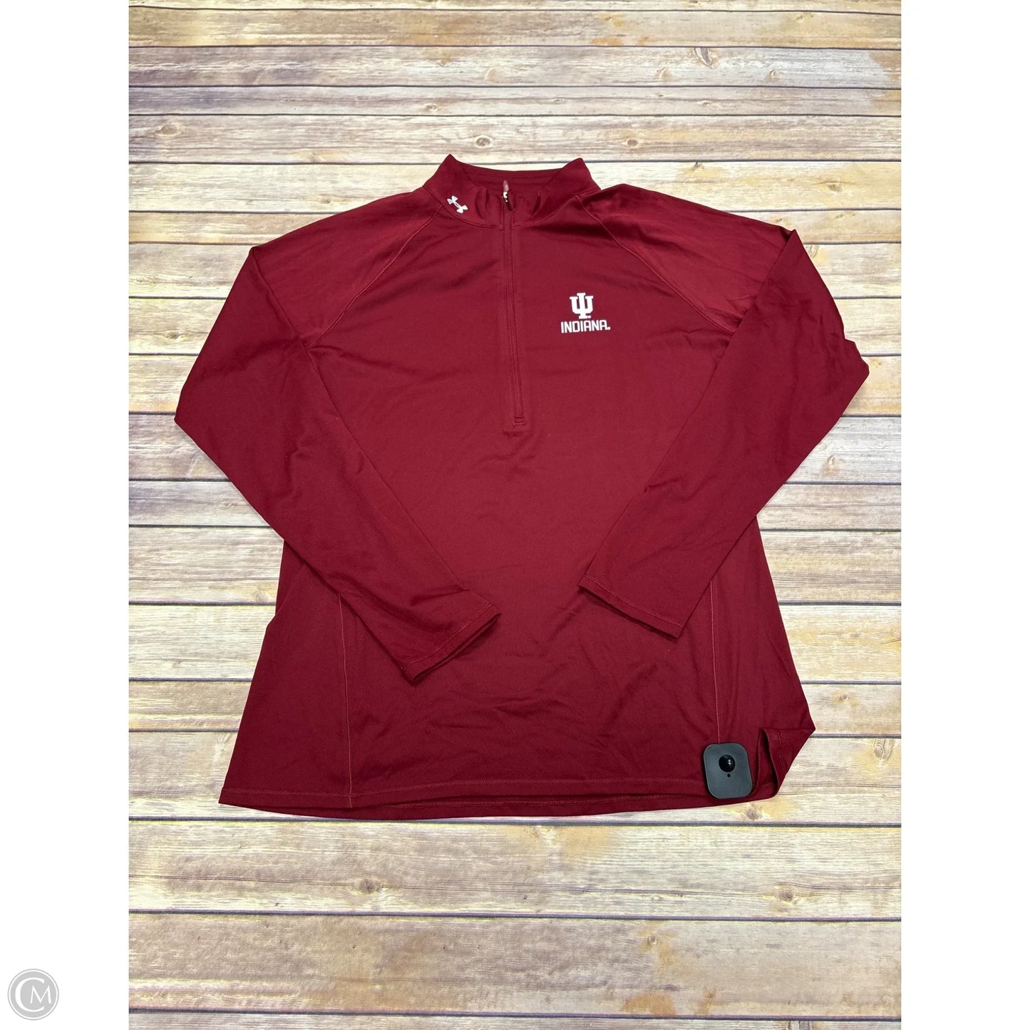 Athletic Top Long Sleeve Collar By Under Armour In Maroon, Size: Xl