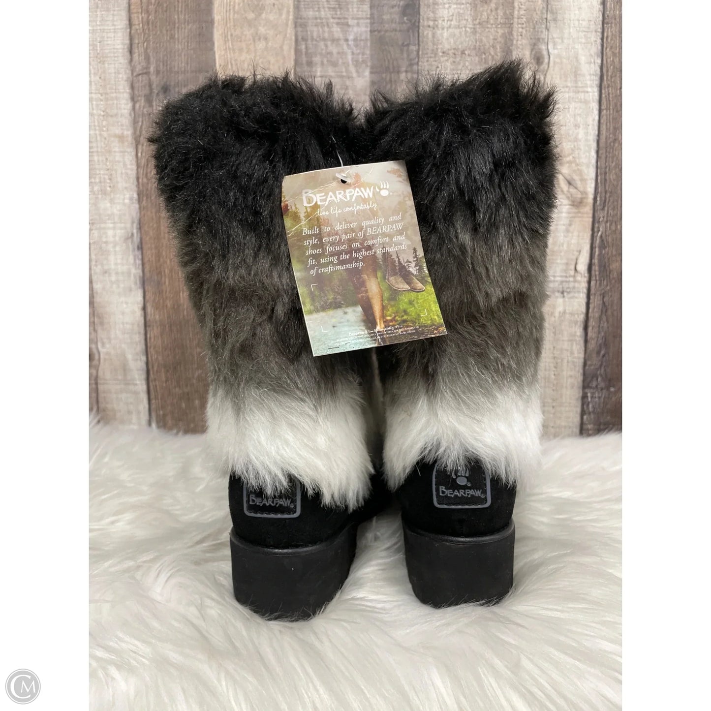 Boots Mid-calf Flats By Bearpaw In Black & White, Size: 7