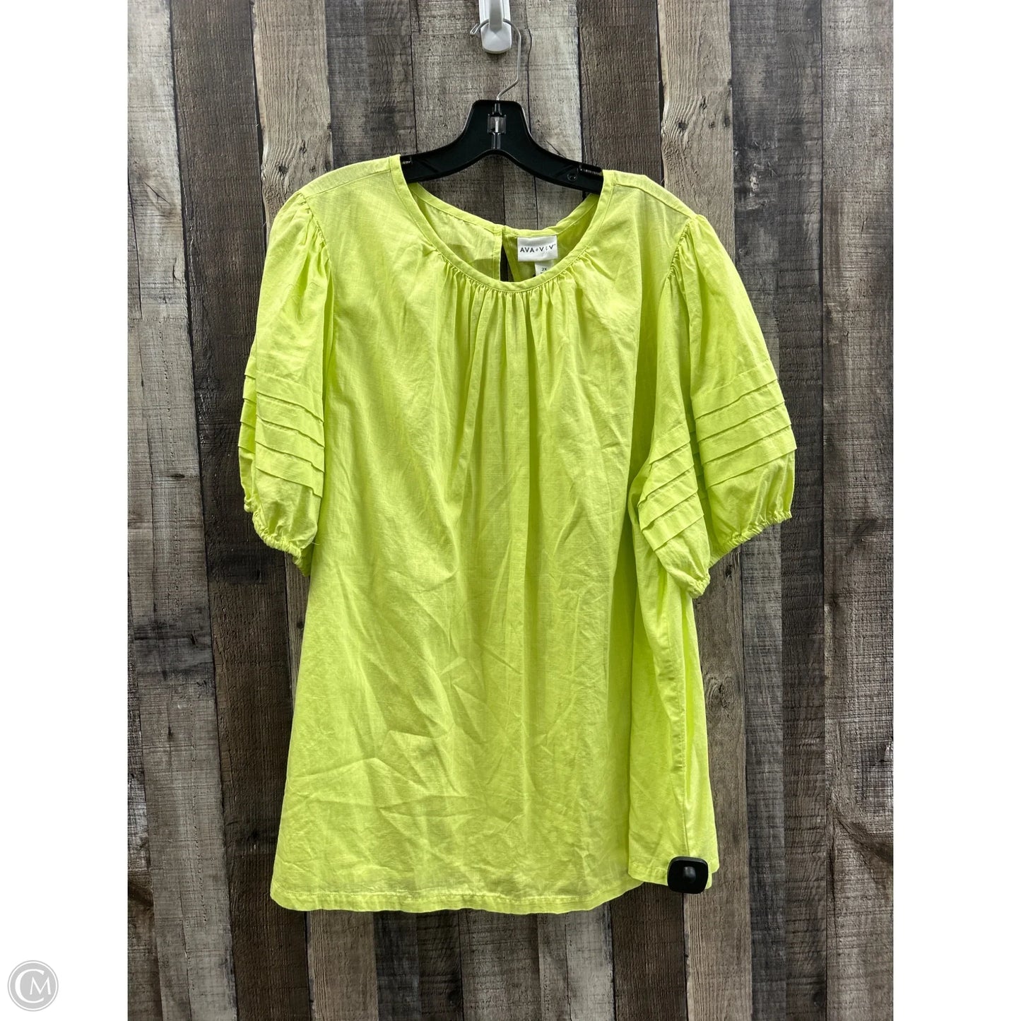 Top Short Sleeve By Ava & Viv In Green, Size: 2x