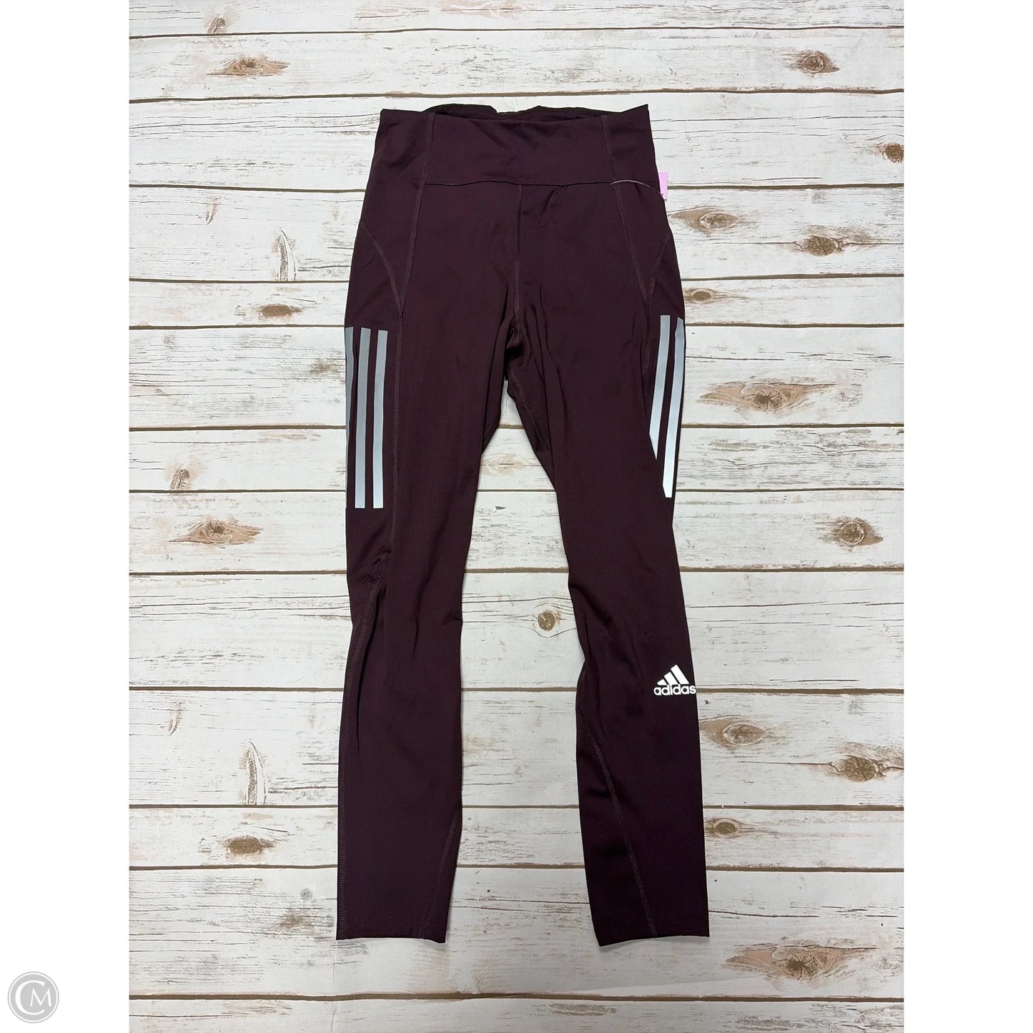 Athletic Leggings By Adidas In Maroon, Size: S