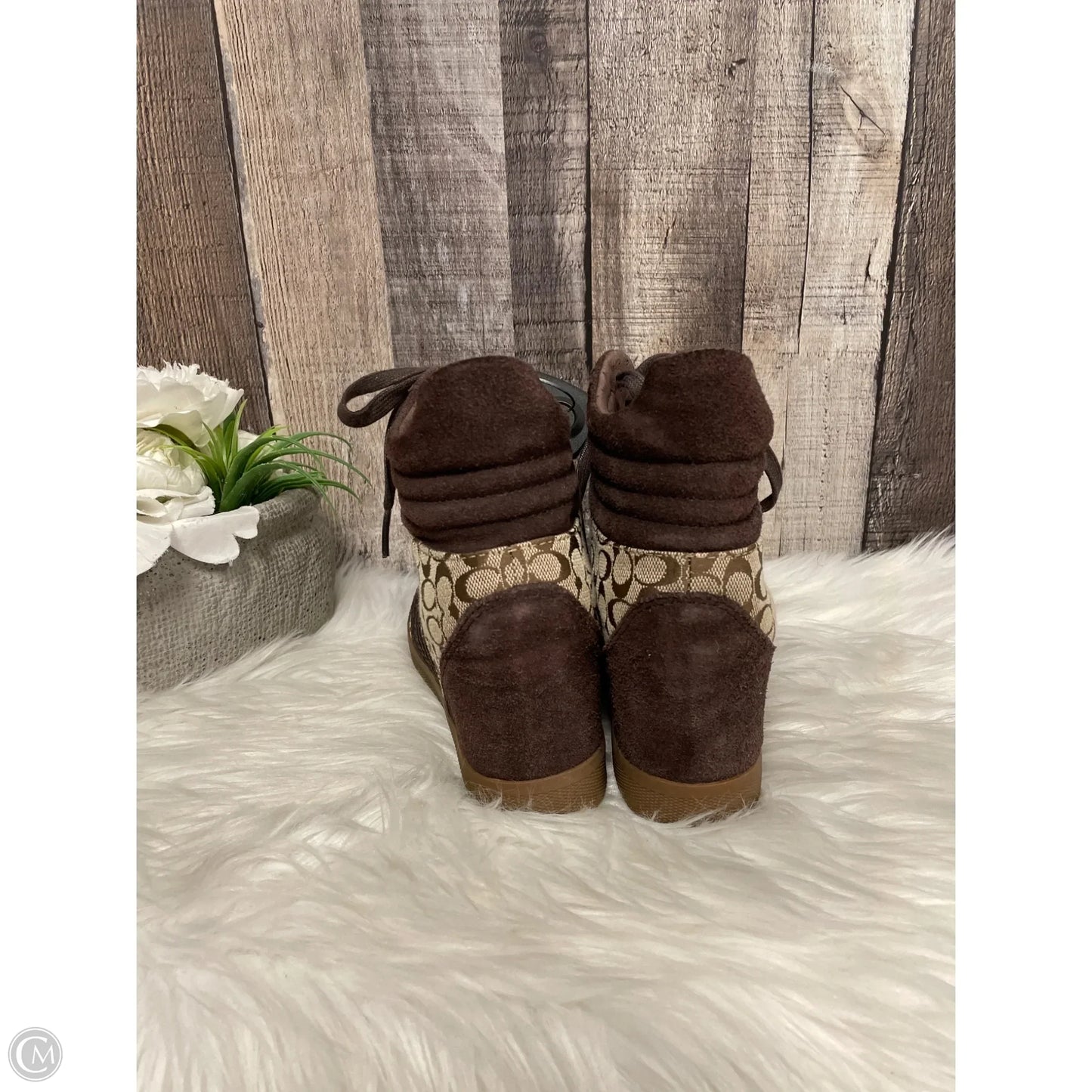 Boots Designer By Coach In Brown, Size: 8