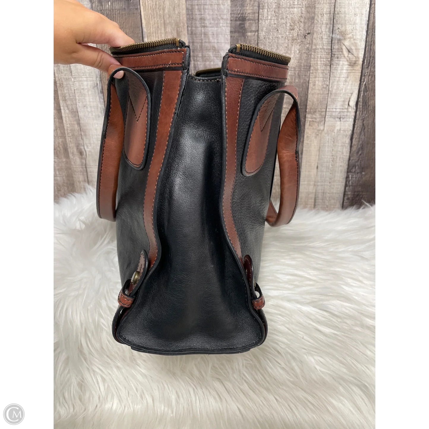 Handbag Leather By Fossil, Size: Large