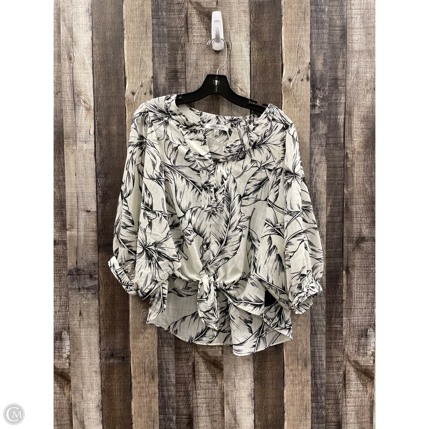 Top Short Sleeve By Rose And Olive In Black & White, Size: M