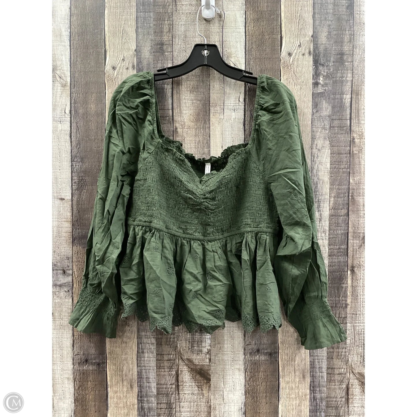 Top Long Sleeve By American Eagle In Green, Size: Xl