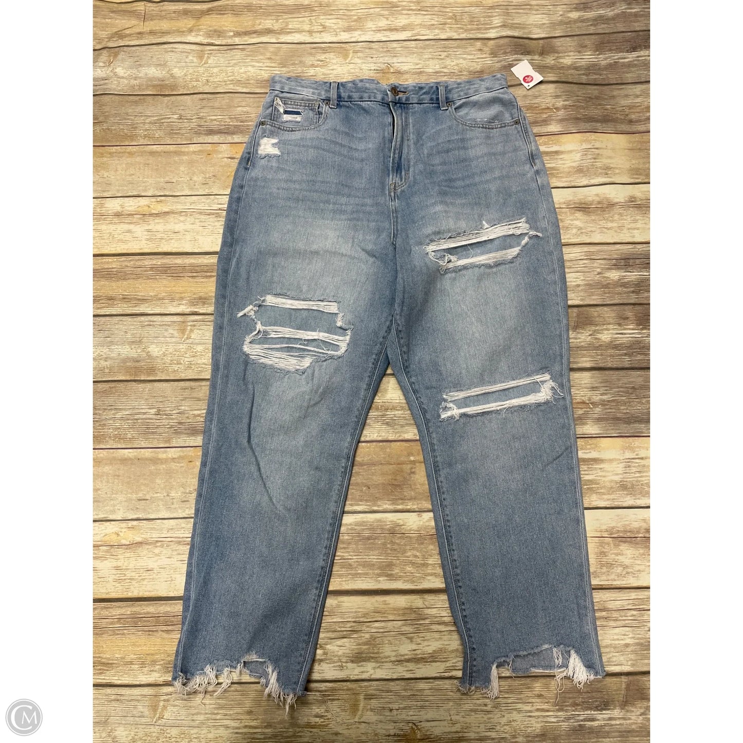 Jeans Straight By American Eagle In Blue Denim, Size: 16