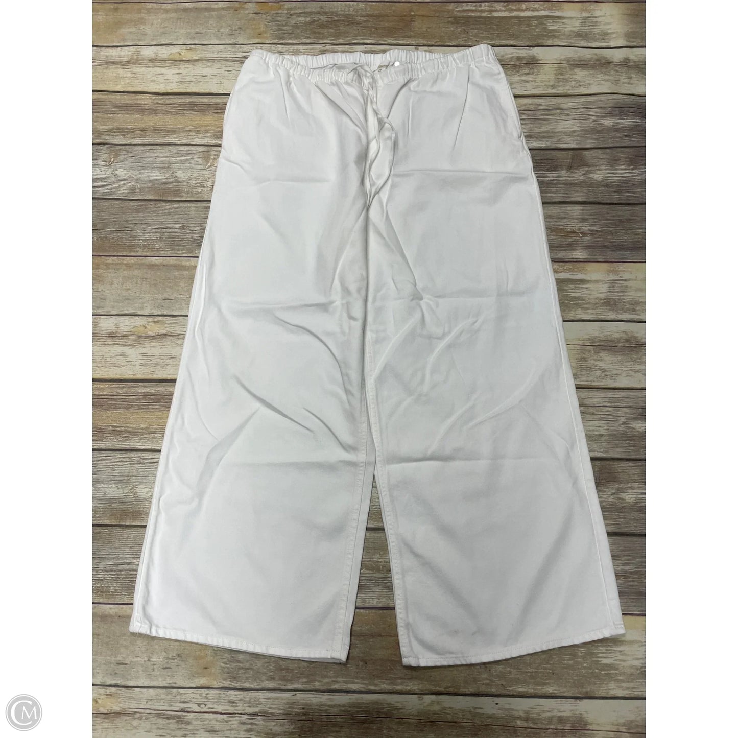 Pants Wide Leg By H&m In White Denim, Size: Xl